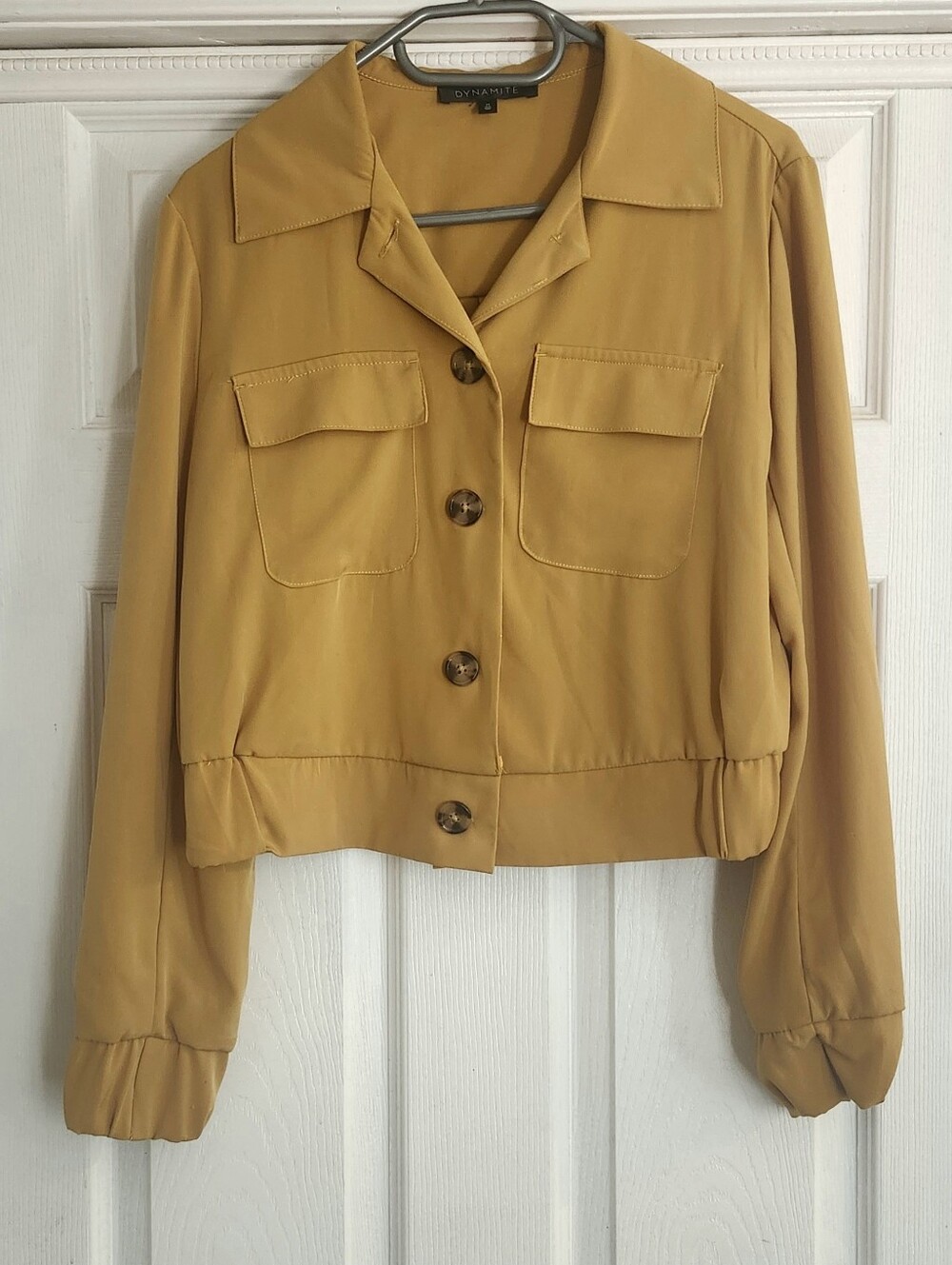 Dynamite Mustard Yellow  Cropped Button Front Jacket